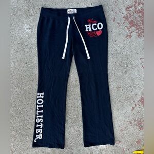 VTG Hollister Flare Sweatpants Navy Blue Drawstring Jogger Low Rise 00s Y2K Sz L